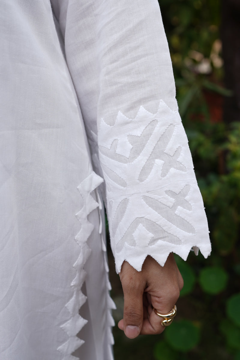 Appliqué kurta( white)